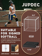 JupDec Softball Display Case Clear Acrylic Ball Holder, UV Protected Cube - Image 3