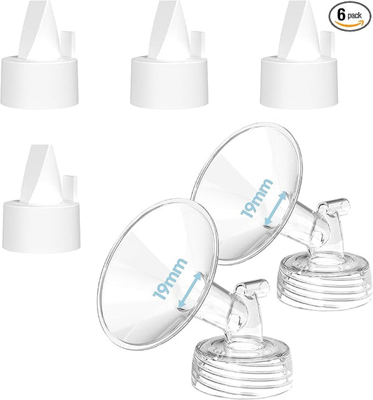 Flange Inserts for Spectra, Spectra Replacement Pump Parts for S1/S2/9 Plus, Not Original Accessories, Breast Pump Parts Include 2-Pack 19MM Flanges and 4-Pack Duckbill Valves