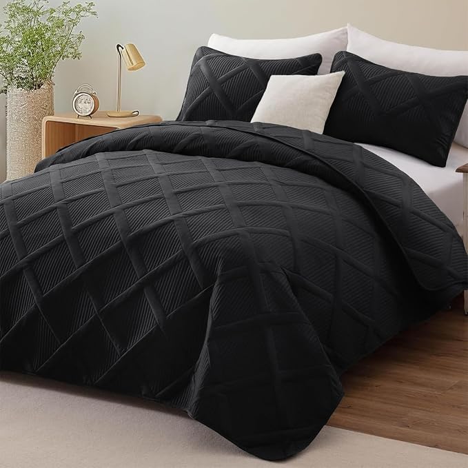 Exclusivo Mezcla Quilt Set Oversized King Size, 3 Pieces Black Cal King Quilt - Image 2