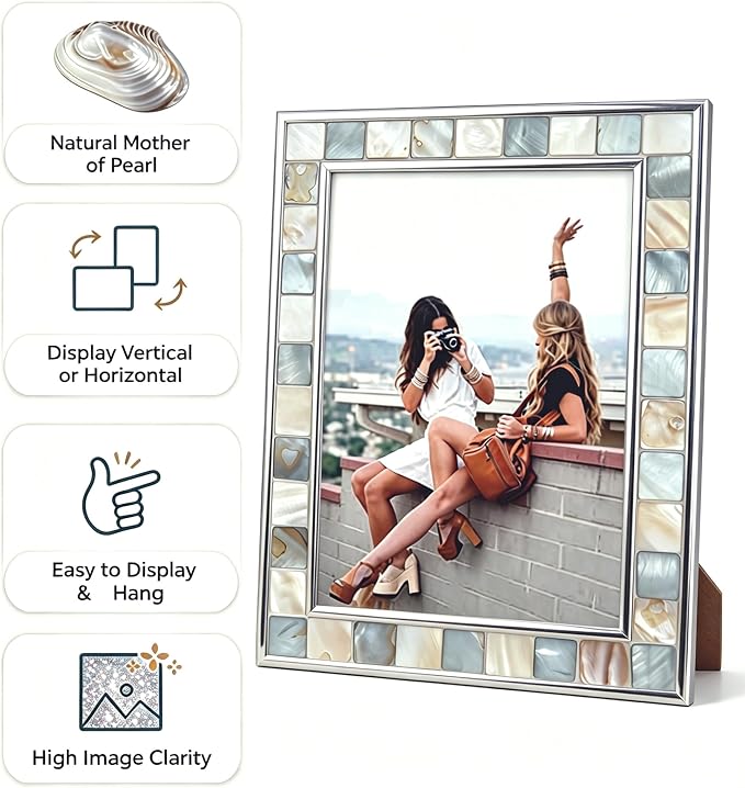 Baby Picture Frame 3.5x5 Mother of Pearl 3 1/2 by 5 Silver Plate Photo Frame - Image 6