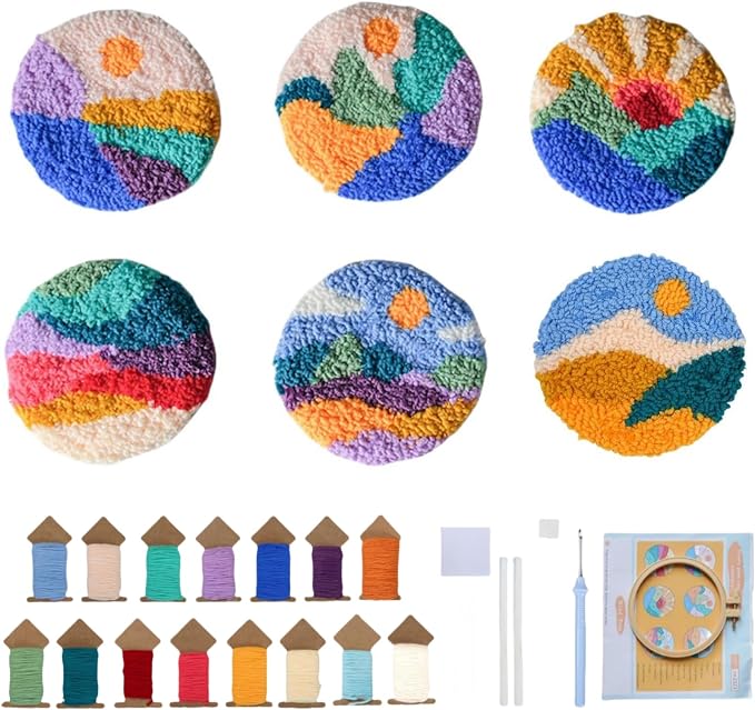 Avtytsda 6PCS Punch Needle Coaster Kit, Easy Punch Needle DIY Embroidery Set by Avtytsda