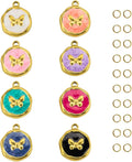 UMAOKANG 8 Pack Gold Plated Stainless Steel Round Charm by UMAOKANG
