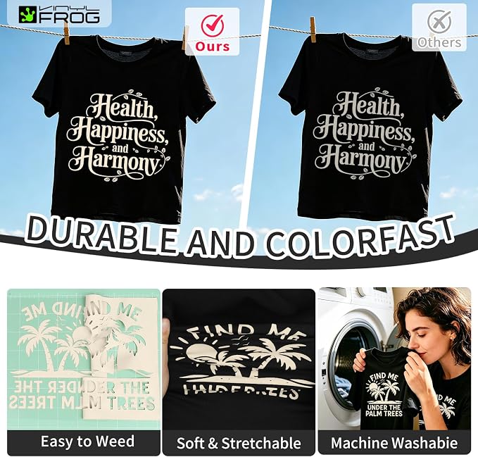 VINYL FROG Cream Heat Transfer Vinyl Roll 12" x5ft Matte HTV Vinyl | Beige Iron - Image 3