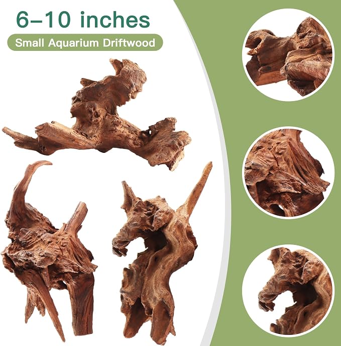 LYPHARD AQUARIUMS Driftwood for Aquarium, 3 Pieces 6-10" Natural Small Drift - Image 2