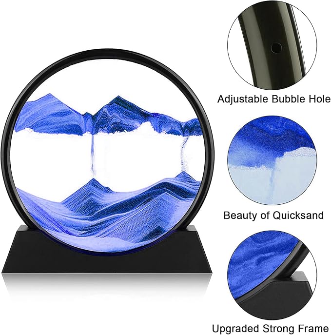 rysnwsu 3D Dynamic Sand Art Liquid Motion, Moving Sand Art Picture Round Glass - Image 3