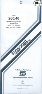 Pre-cut Black Stamp Mounts Size 260/46 by Showgard