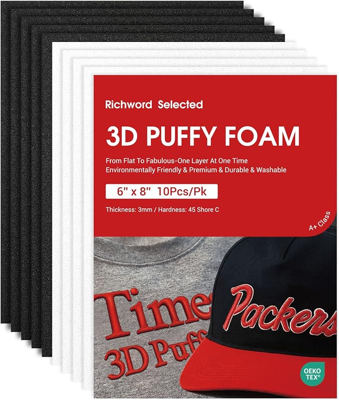 Poolin 3D Embroidery Puffy Foam Richword Selected 6"x8" - 3MM Thick - 10PCS - by EmbroideryMachine