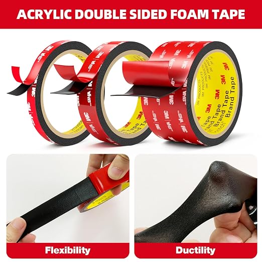 3M Double Sided Tape Heavy Duty 0.39in x 10ft, Heavy Duty Removable Mounting - Image 2