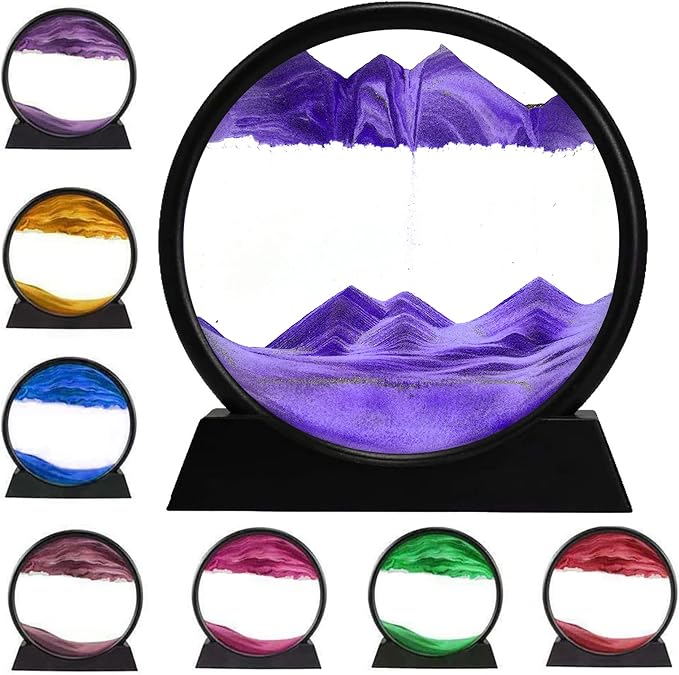 rysnwsu 3D Dynamic Sand Art Liquid Motion, Moving Sand Art Picture Round Glass by rysnwsu