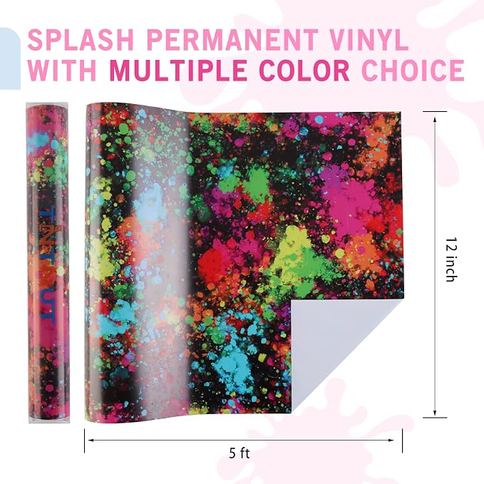 Tintnut Splash Black Permanent Vinyl Roll 12 in x 5ft Adhesive Vinyl Roll | - Image 2