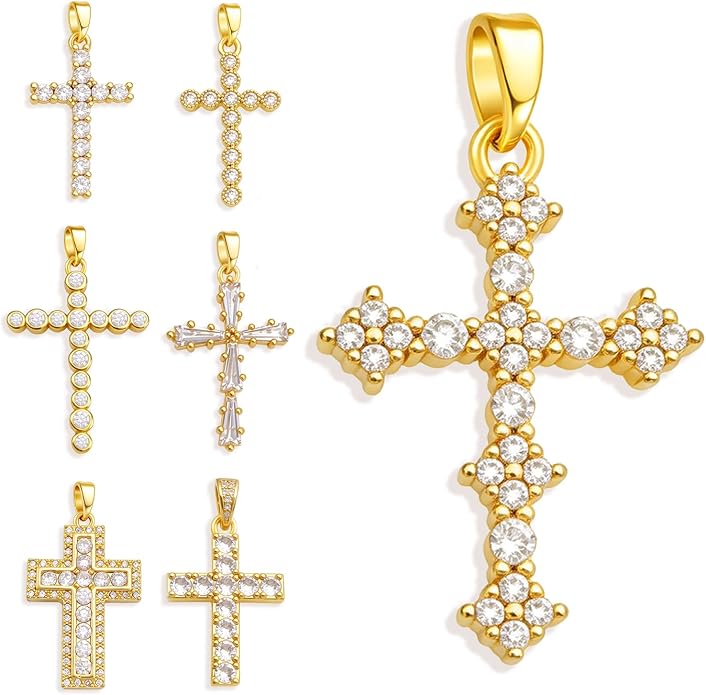7Pcs Exquisite CZ Charms for Jewelry Making, Cubic Zirconia Gemstone, Prong by stino