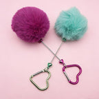 Beadable Heart Pom Pom Keychain Blank Bar - Image 8