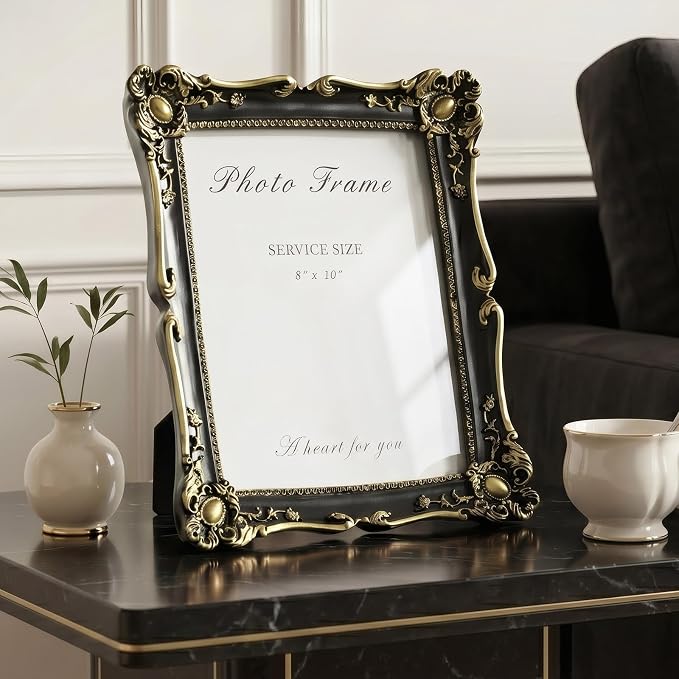 Cuspin 8x10 Picture Frame Black and Gold Frames, Vintage Ornate Resin Photo - Image 4