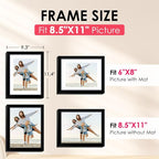 FIXSMITH 8.5x11 Picture Frame, Display Pictures 6x8 - Image 2