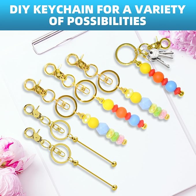 40 Pcs Beadable Keychains Bulk Kit – DIY Keychain Making Supplies - Image 5