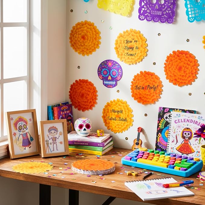 Taobary 24 Pcs 7.09'' Fiesta Flower Cutouts Classroom Bulletin Board - Image 2