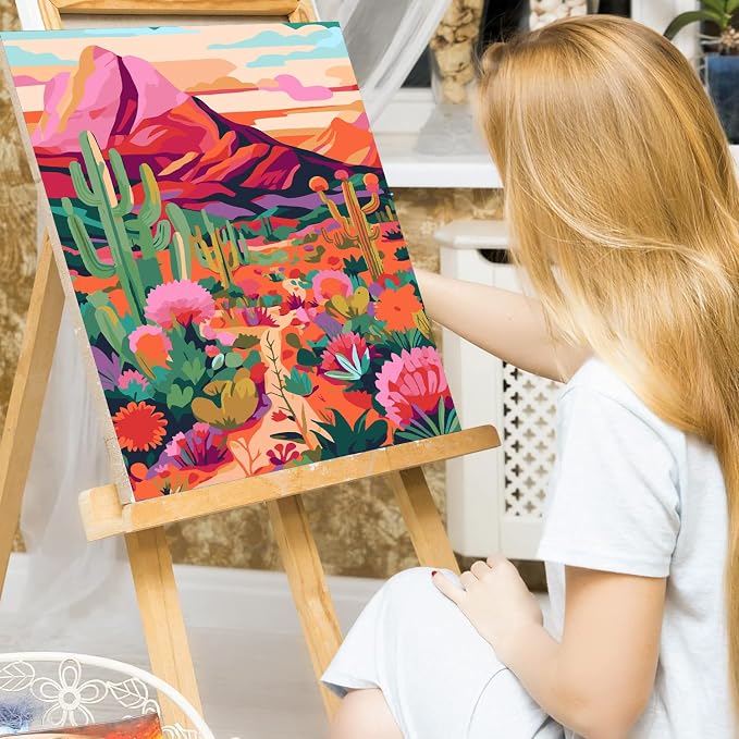 Meothan Paint by Numbers Kit for Adults Beginner 16x20 inch | Cactus Flowers - Image 8