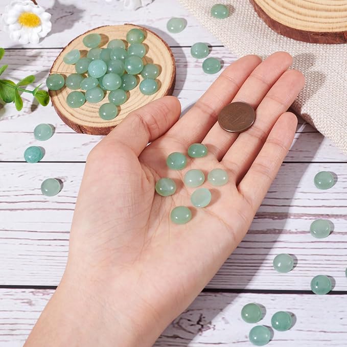 FASHEWELRY 50Pcs Natural Green Aventurine Cabochons Flat Back Gemstone - Image 3
