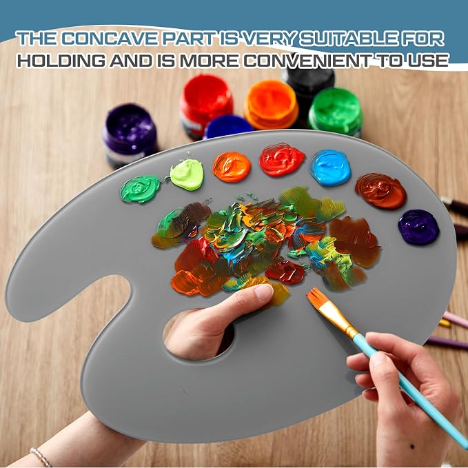 Nuanchu 10 x 14 Inch Handy Oval Neutral Grey Tempered Glass Palette - Image 2