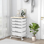 SYKIARIOL Utility Cart with 5 Drawers, Storage Drawer Cart with Wooden Tabletop - Image 8