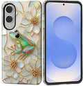 for Samsung Galaxy S25 Edge Case, Stained Glass Frog Flowers Pattern Glossy 2 by Teonvpu