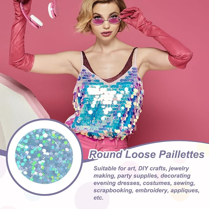 MECCANIXITY 700 Pcs Flat Round Sequins 15mm/0.6 Inch Loose Paillettes Craft - Image 4