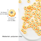 100pcs Yellow Sunflower Polymer Clay 10mm Spacer Beads - Image 4