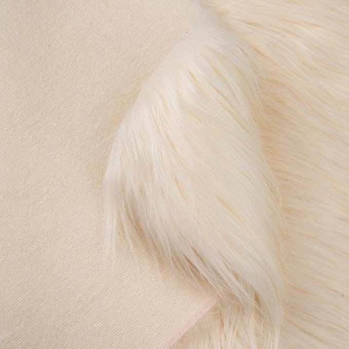 Ivory Faux Fur Fabric for Crafts Squares Furry Fabric for Sewing, Upholstery & - Image 5