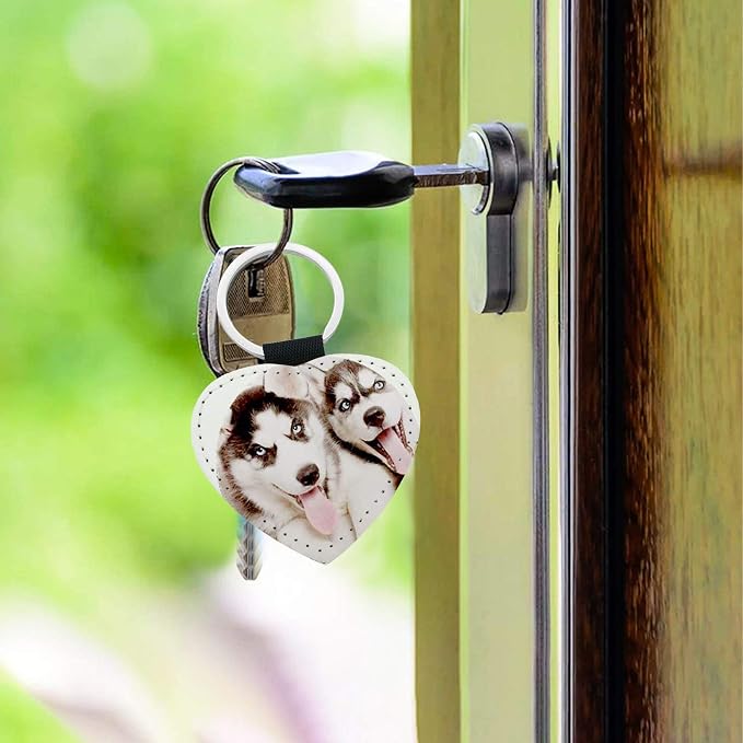 12 Pcs Sublimation Blank Keychains, PU Leather White Keychains Ornament Pendants - Image 5