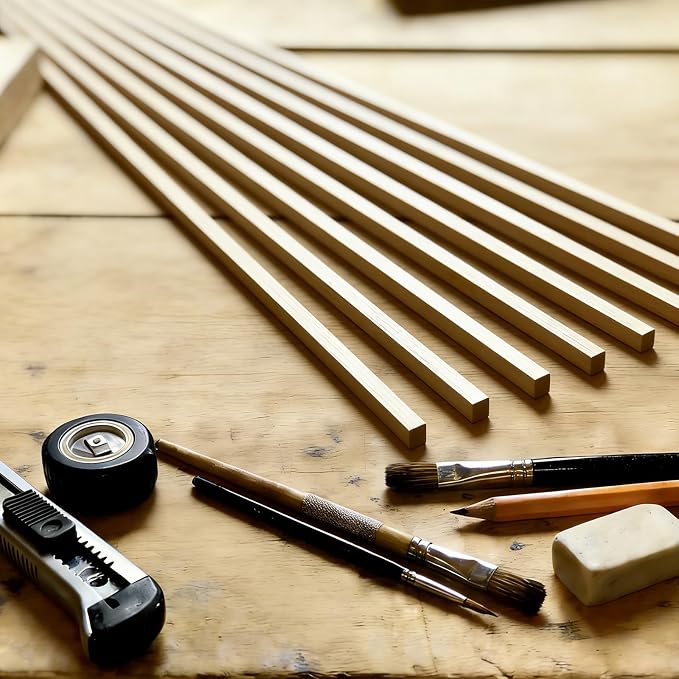 50PCS Square Wooden Dowels, 3/16" X 3/16" X 12"Square Dowels | Beautifully - Image 4