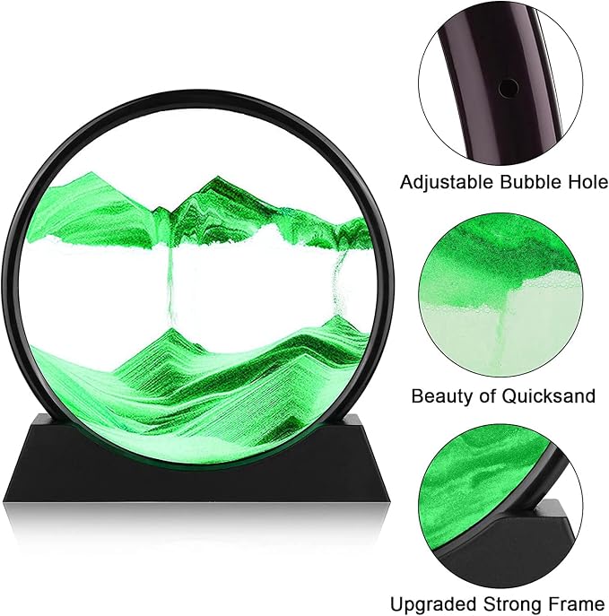 rysnwsu 3D Dynamic Sand Art Liquid Motion, Moving Sand Art Picture Round Glass - Image 3