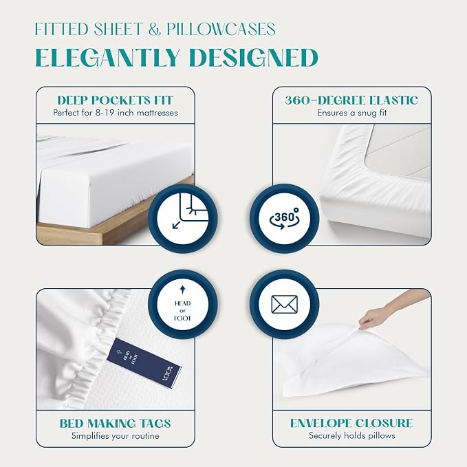XOOX Linen 100% Egyptian Cotton Sheets Queen Size - Image 4