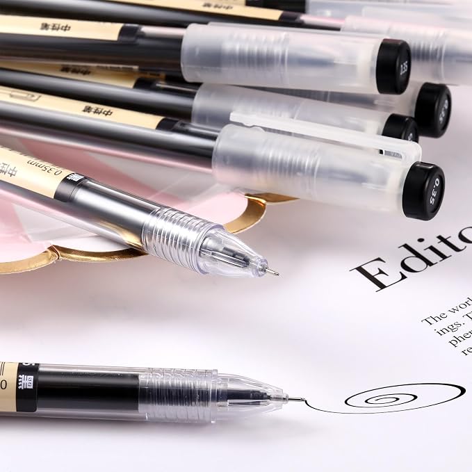 Chinco 24 Pieces 0.35 mm Black Gel Ink Pen Japanese Stationery Extra Fine - Image 2