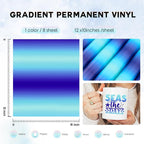 Tintnut Gradient Blue Permanent Vinyl 8 Pcs12x10in Self Adhesive Vinyl | - Image 2