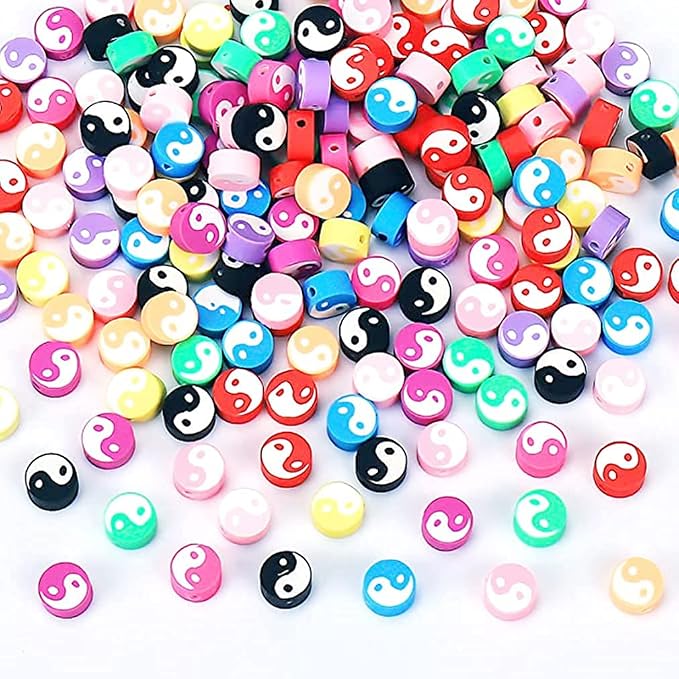 100pcs Colorful Ying Yang Polymer Clay Spacer Beads - Image 6