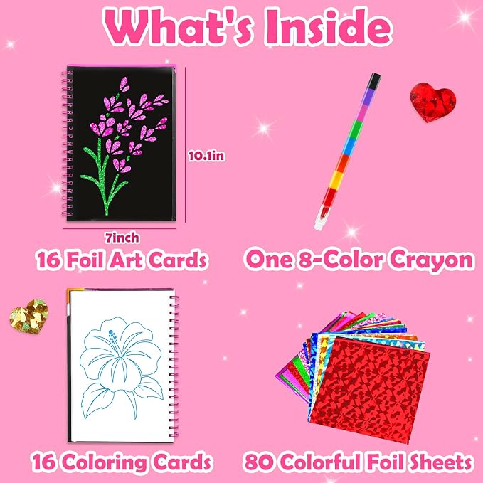 FUNNYB&G Foil Art Craft Kit for Girls 4-10 Years Old: Mess-Free & No-Glue - Image 5