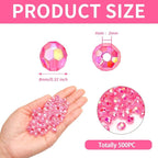 BONNY BOXX 500pcs 8mm Acrylic Faceted Round Crystal Beads Transparent Pink AB - Image 2