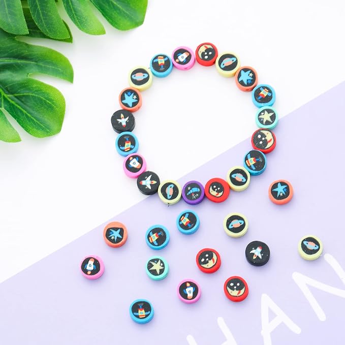 100pcs Outer Space Polymer Clay 10mm Spacer Beads - Image 2