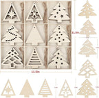 MACTING 27PCS Wooden Christmas Ornaments Unfinished Predrilled Natural Wood - Image 4