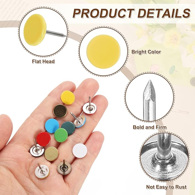 uxcell 150Pcs Upholstery Tacks, 11mmx15mm Flat Head Thumb Tack Decorative - Image 3