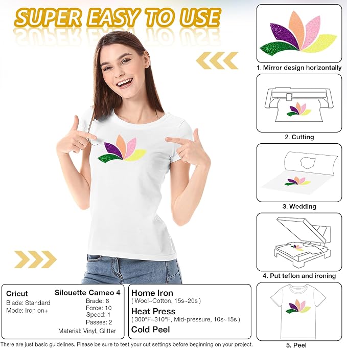 TORC Holographic Silver Glitter HTV Heat Transfer Vinyl HTV Rolls - Image 4