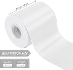 White 4 Inch 15 Yards Satin Wired Ribbon Easter Ribbons - Image 2