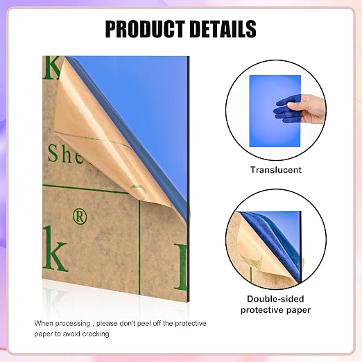 Lesnlok Blue Acrylic Sheets 1/8 inch Thick 3mm 2 Pack 16 x 20 Clear Plexiglass - Image 3