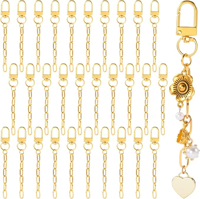 20pcs Gold Keychain Making Kit, Key Ring Swivel Snap Hook Chains, Extender by Unknown
