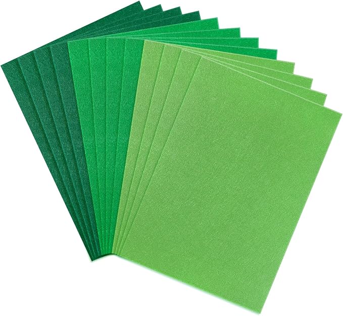 12 PCS Felt Fabric Sheets Shades of Green, 7.87*11.8 inch A4 Stiff Felt Squares by Bgudee
