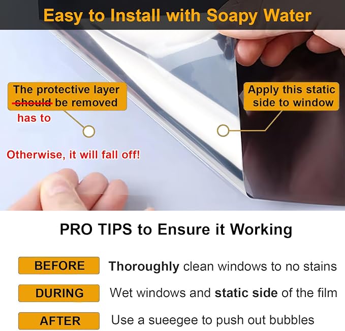 Window Privacy Film One Way Daytime Privacy Static Cling Sun Blocking Anti UV - Image 7