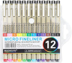 Muchcute 05 Micro Fineliner Drawing Art Pens: 12 Colors 0.45mm Extra Fine Point - Image 7