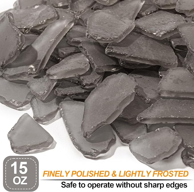 Keedolla Black Sea Glass for Crafts - 15 OZ Flat Frosted Seaglass Pieces - Image 2