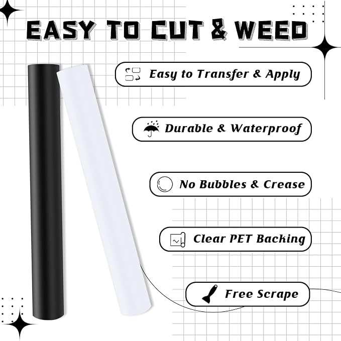 HTVRONT Black + White 12in x 14ft Matte Permanent Vinyl Roll - Image 7