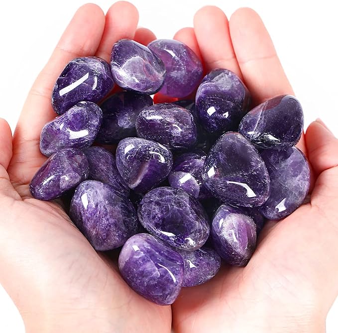 DUQGUHO Amethyst Healing Crystals Stones Set Natural Bulk Crystals Tumbled by DUQGUHO